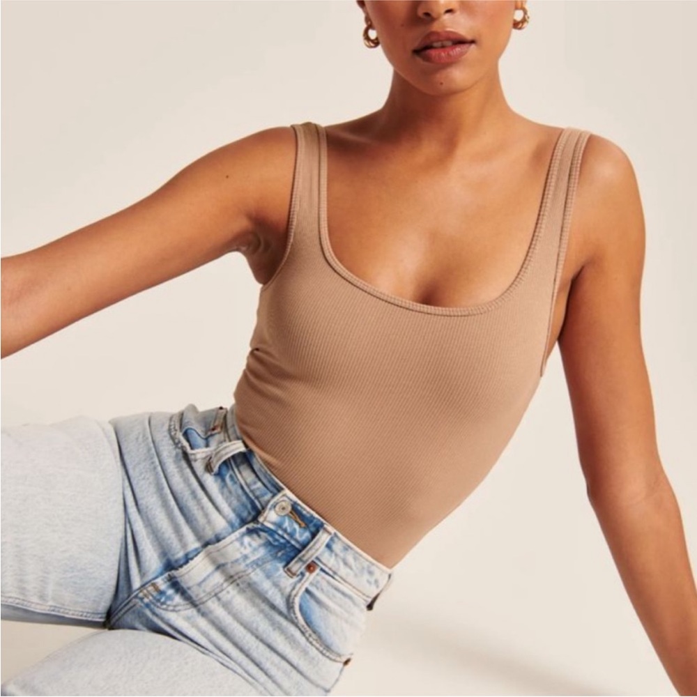 Abercrombie and Fitch Tan/Brown Ribbed Bodysuit